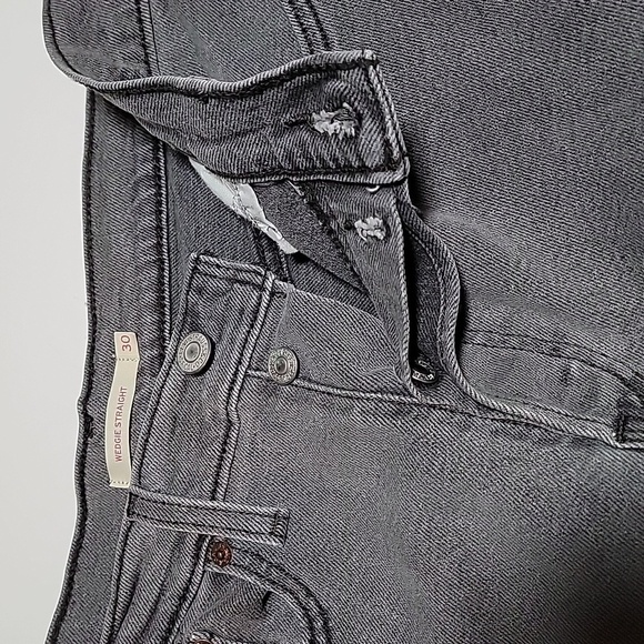 Levis Wedgie Straight Denim Jeans Pants Button Fly Ankle High-Rise Gray 30 - Picture 8 of 11